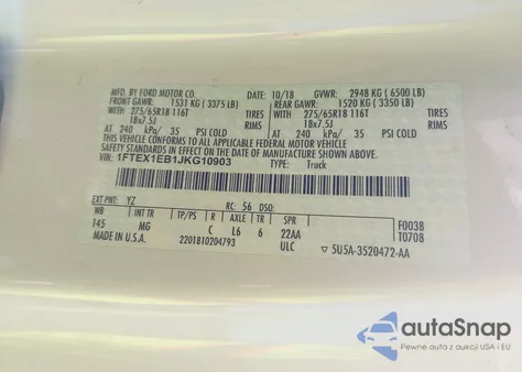 2018 Ford F-150 Xlt from USA, damaged, VIN 1FTEX1EB1JKG10903